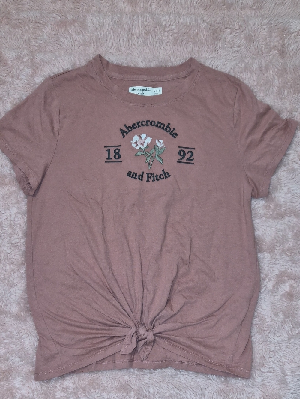 Abercrombie & Fitch Mauve Pink Knot Front Floral Logo Tee